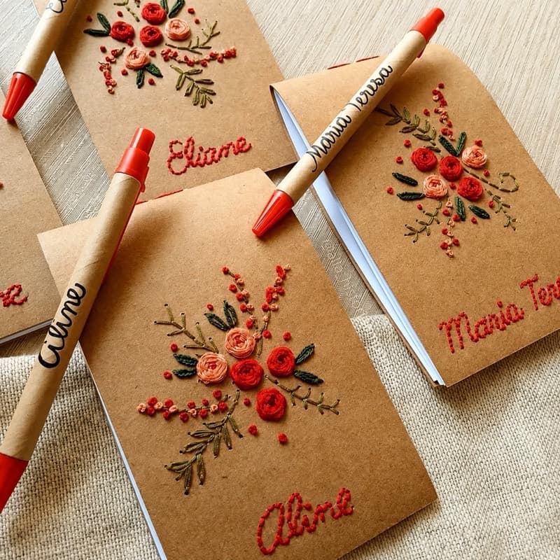 Hand-embroidered paper notebook